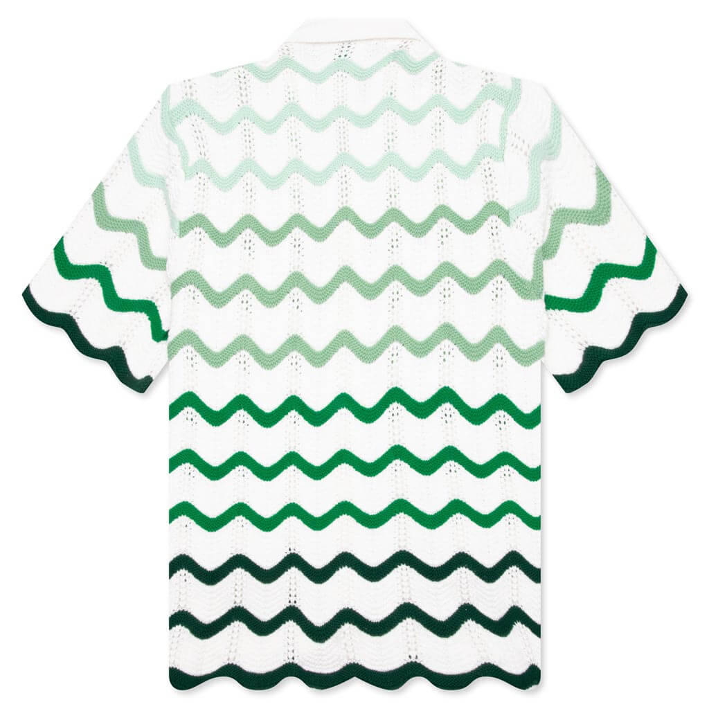 Gradient Wave Texture Shirt - Green/White