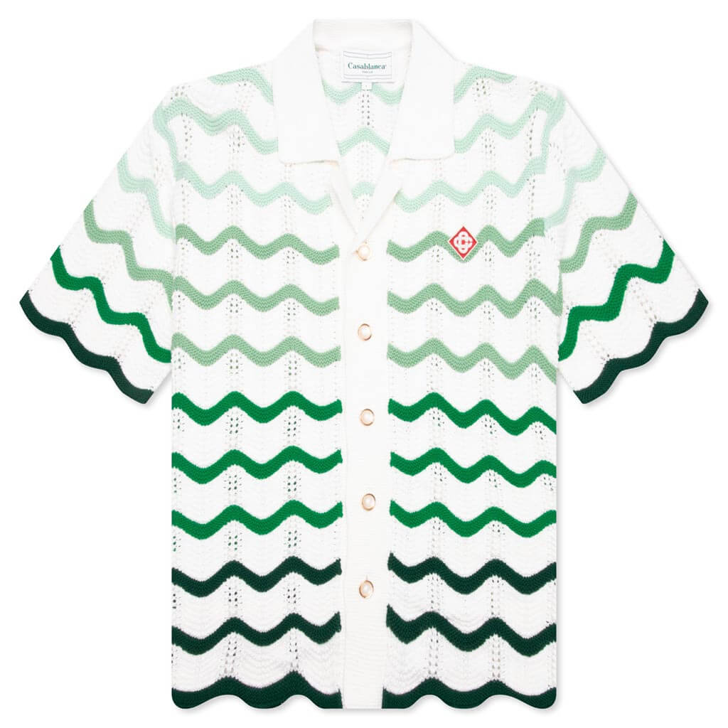 Gradient Wave Texture Shirt - Green/White