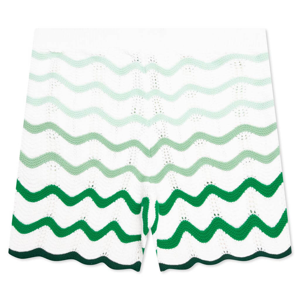 Gradient Wave Texture Shorts - Green/White