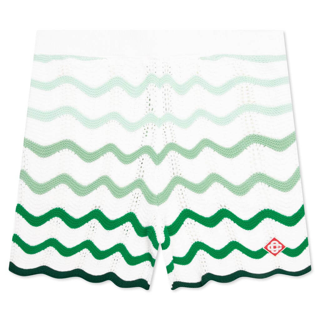 Gradient Wave Texture Shorts - Green/White