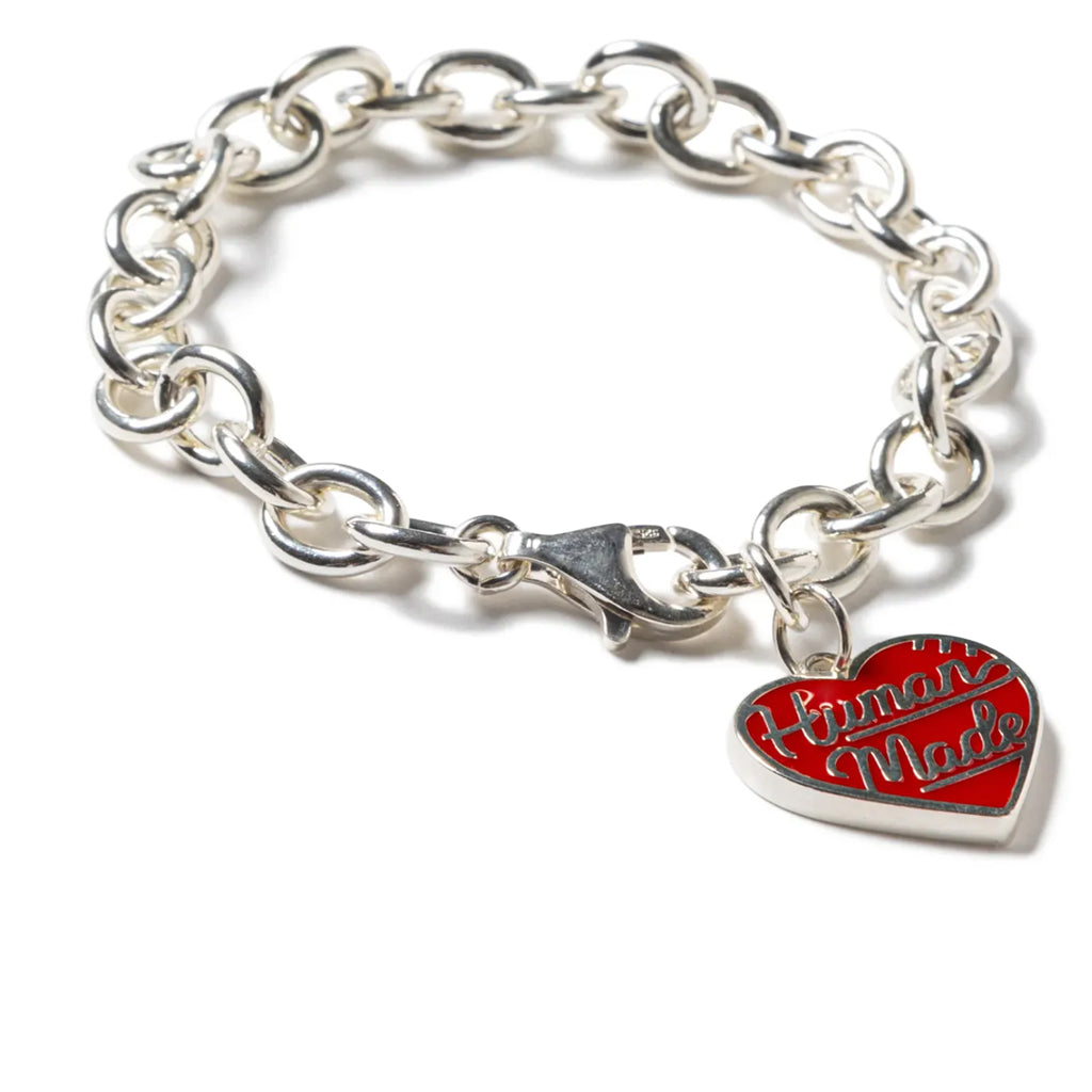 Heart Silver Bracelet - Red, , large image number null