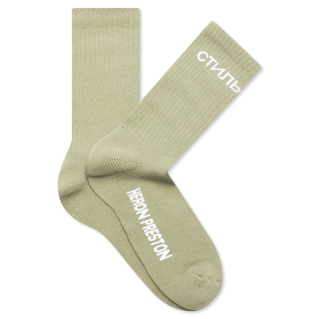 CTNMB Long Socks - Military Green/White