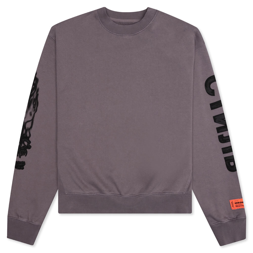 Flaming Skull Crewneck - Grey/Black