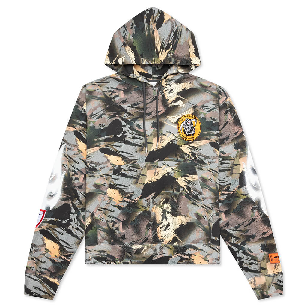 Hoodie Camo Flaming Sleeve - Camouflage Green