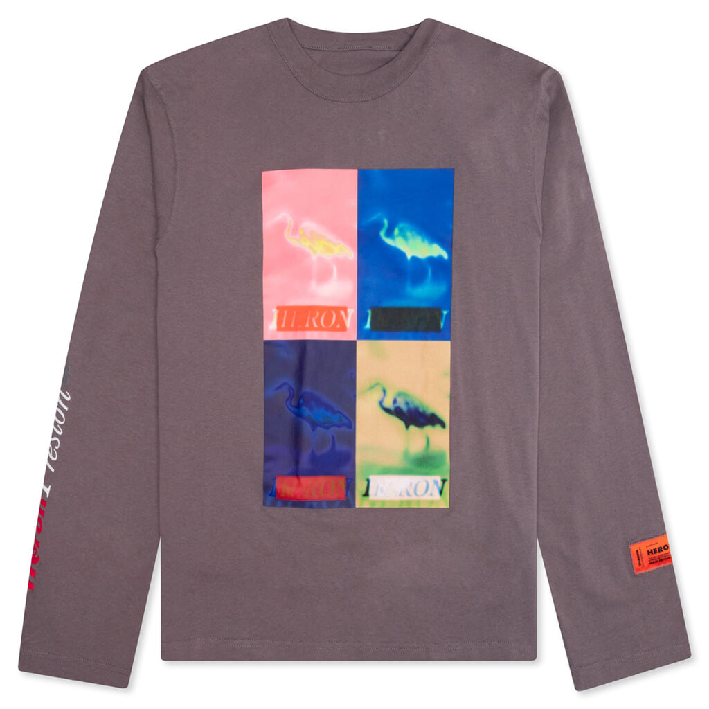 Multi Heron Censored L/S Tee - Grey/Multicolor