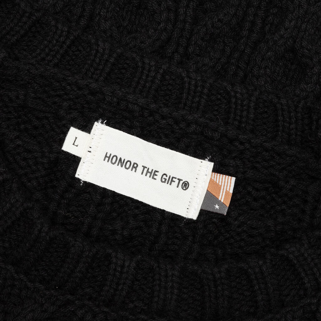 HTG Cable Knit Jumper Sweater - Black, , large image number null
