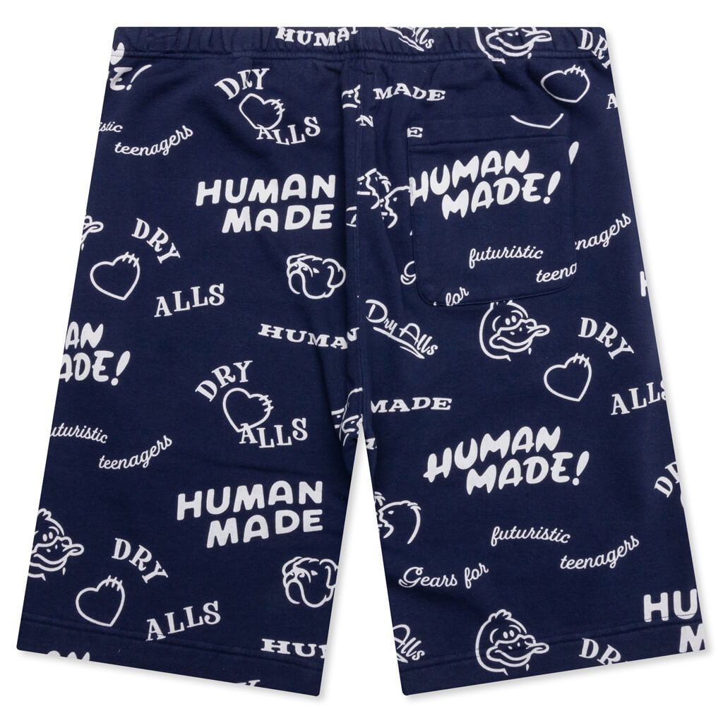 Printed Sweat Shorts - Navy, , large image number null