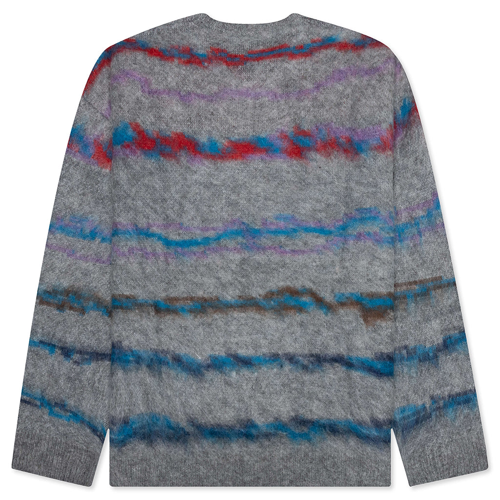 Mohair Jacquard Crew - Grey/Purple, , large image number null
