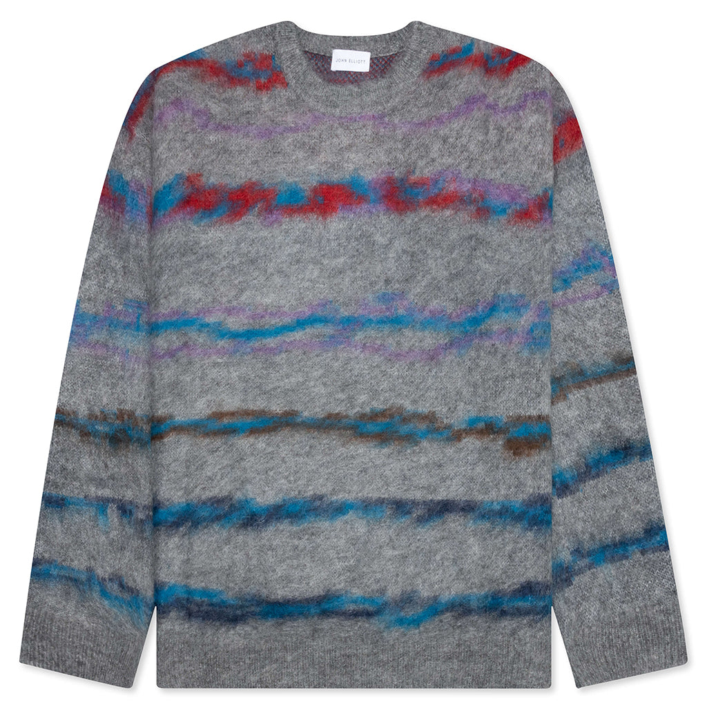 Mohair Jacquard Crew - Grey/Purple, , large image number null