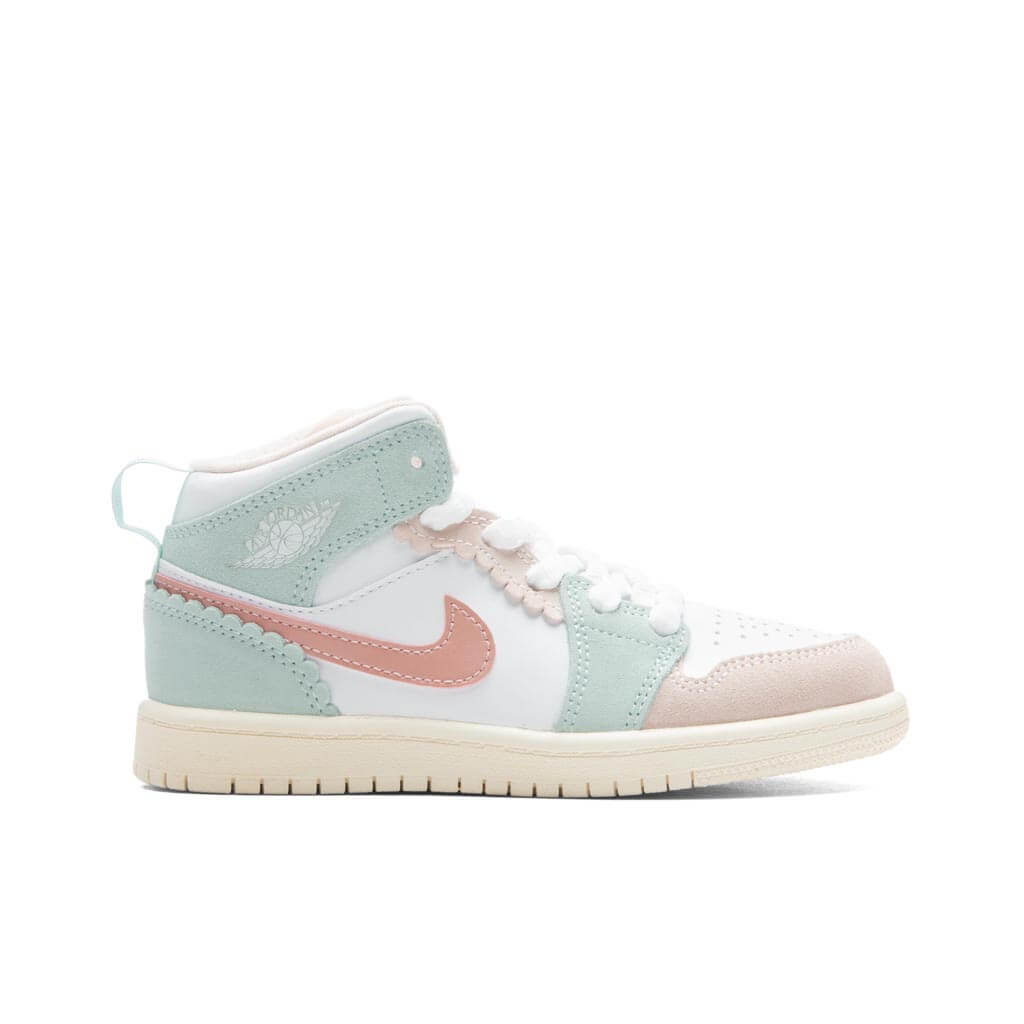 Air Jordan 1 Mid SE (PS) - White/Pink Oxford/Jade Ice, , large image number null