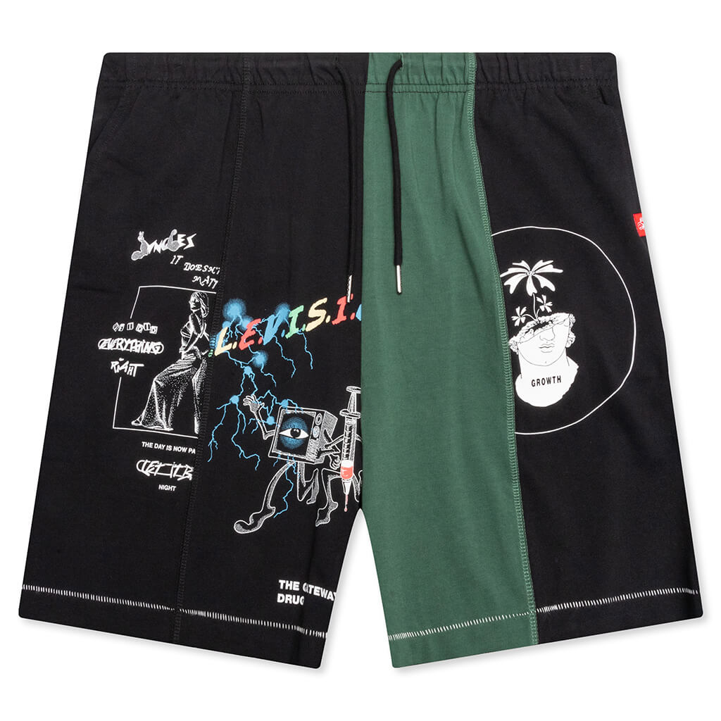 Television Split Jersey Shorts - Black/Green