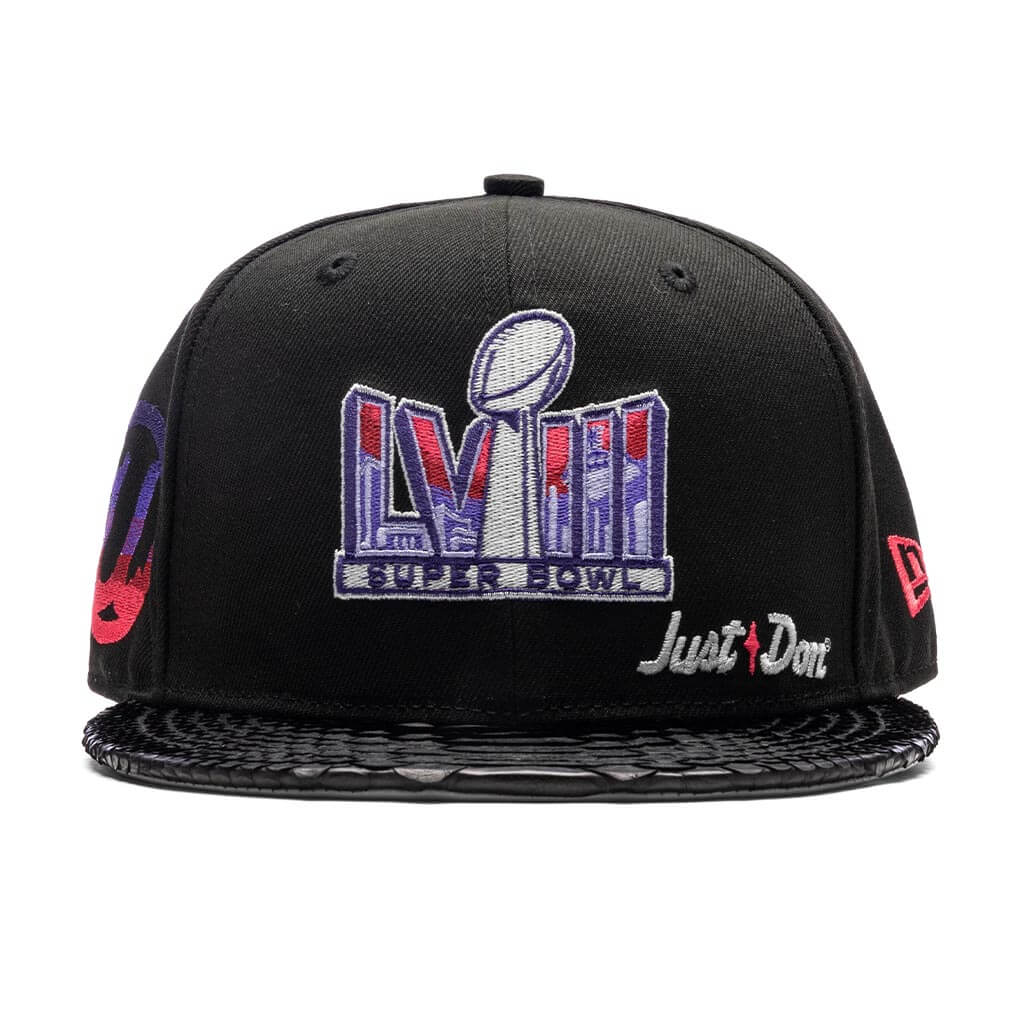 Just Don x Usher Super Bowl LVIII 9FIFTY Snapback Hat - Black/Black Python, , large image number null