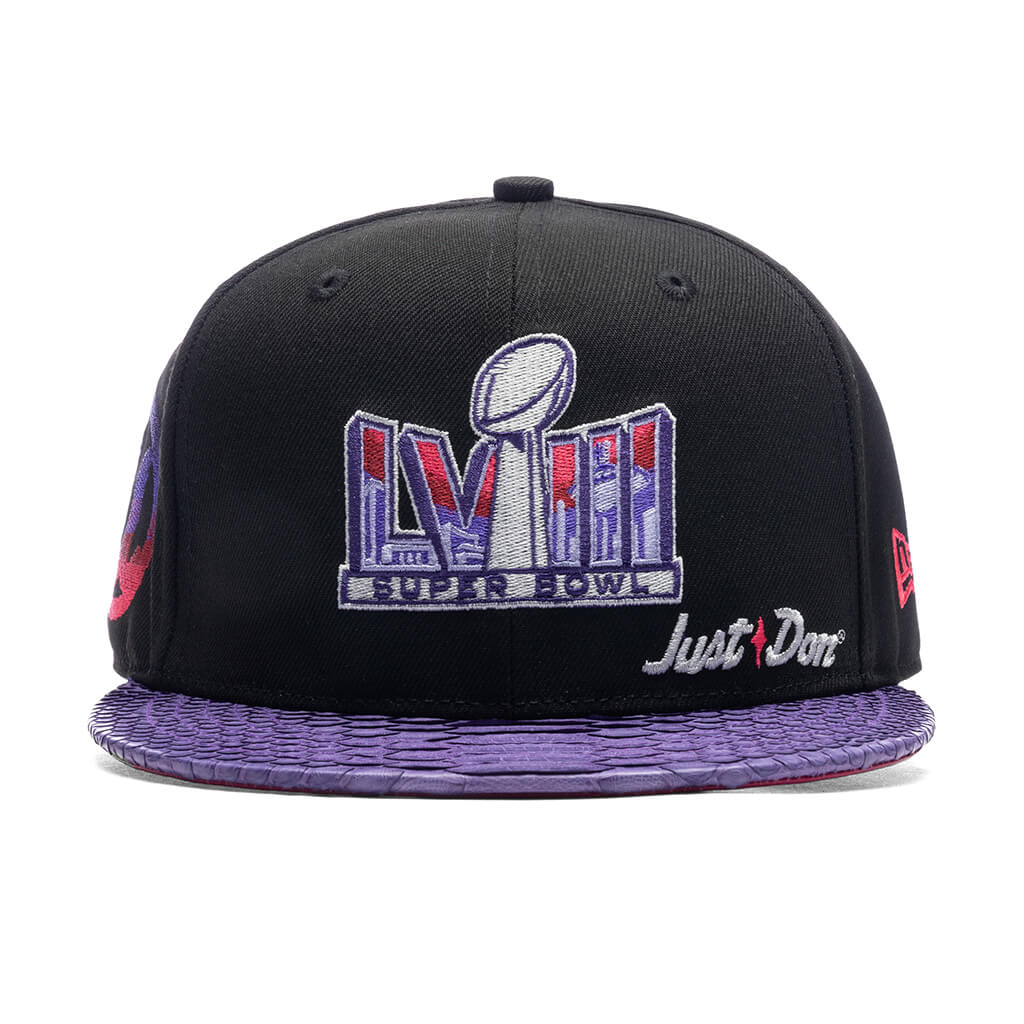 Just Don x Usher Super Bowl LVIII 9FIFTY Snapback Hat - Black/Purple Python