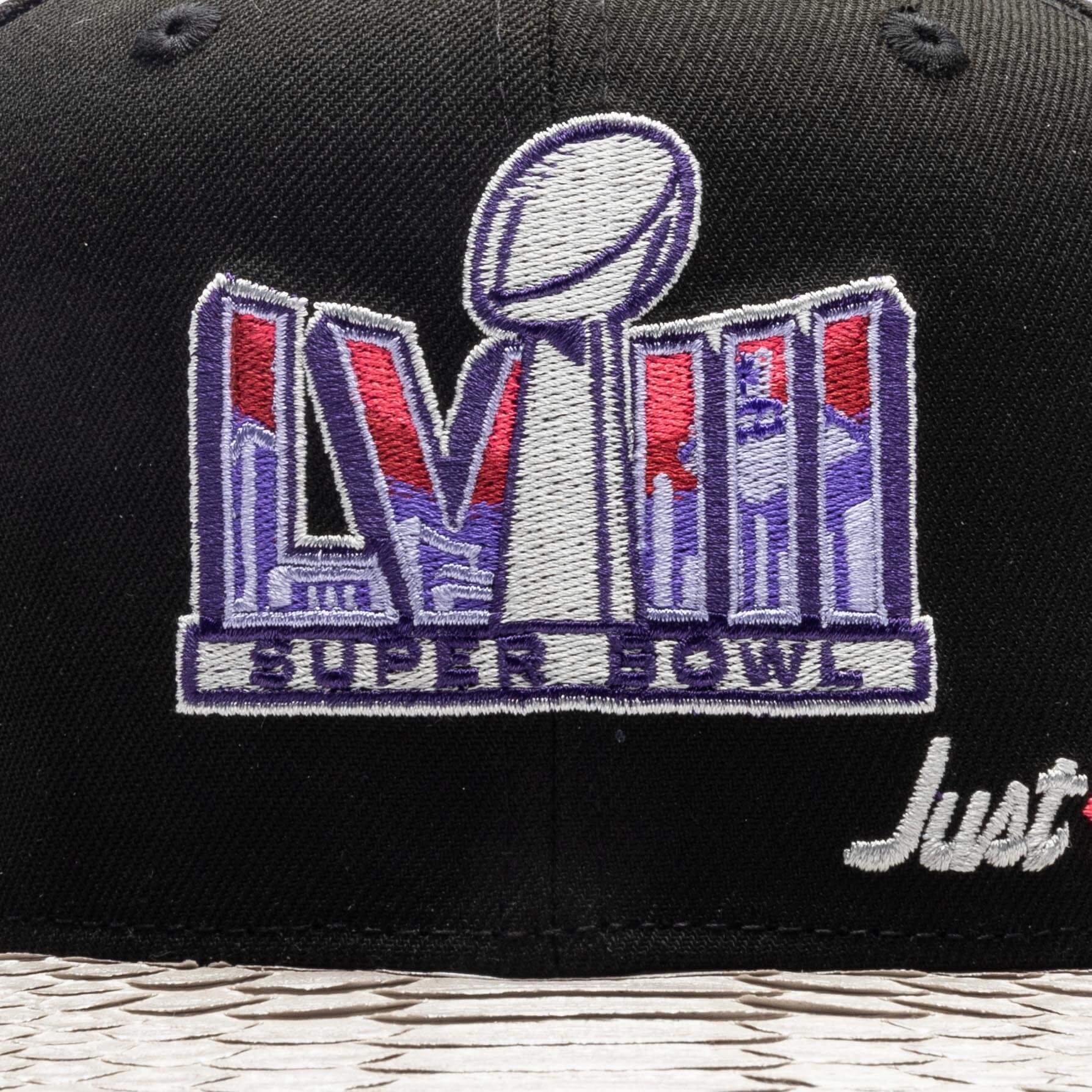 Just Don x Usher Super Bowl LVIII 9FIFTY Snapback Hat - Black/Silver Python