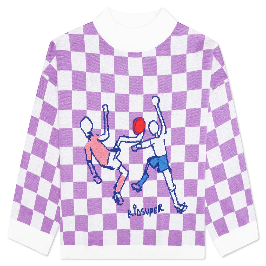 Checkered Soccer Sweater - Purple