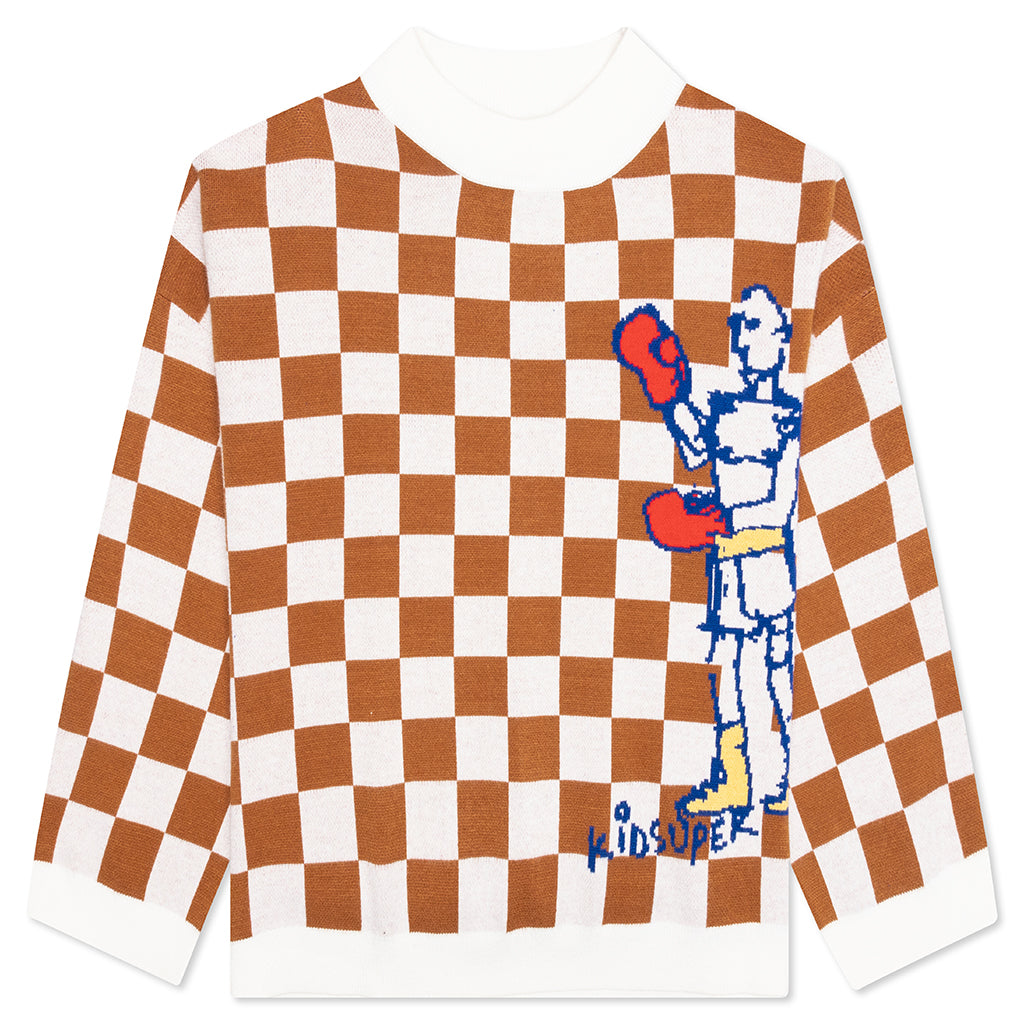 Checkered Sweater - Burnt Orange, , large image number null