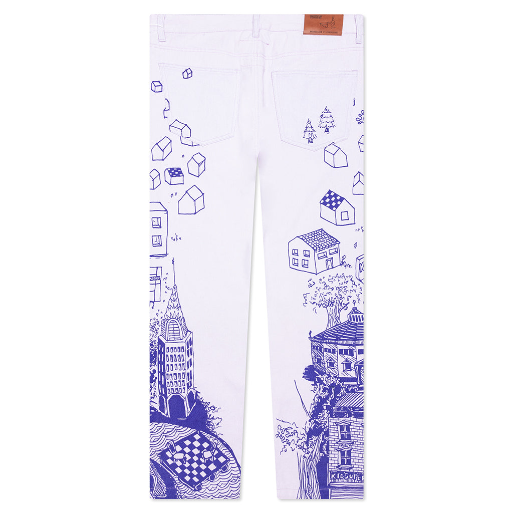 Doodle Drawing Pants - White