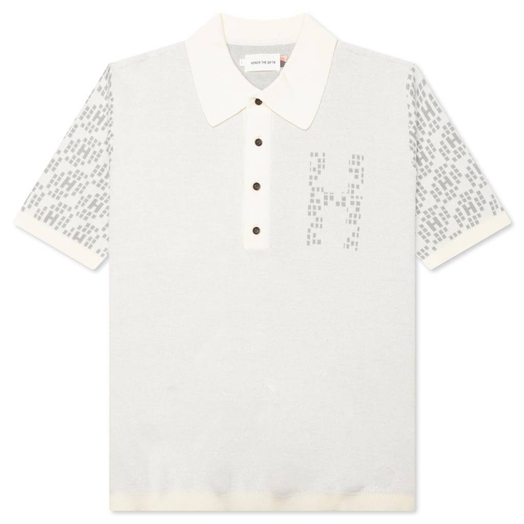 Knit H Pattern Polo - Bone, , large image number null