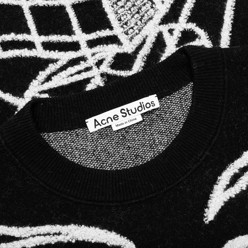 Jacquard Logo Jumper Sweater - Black/Ecru, , large image number null