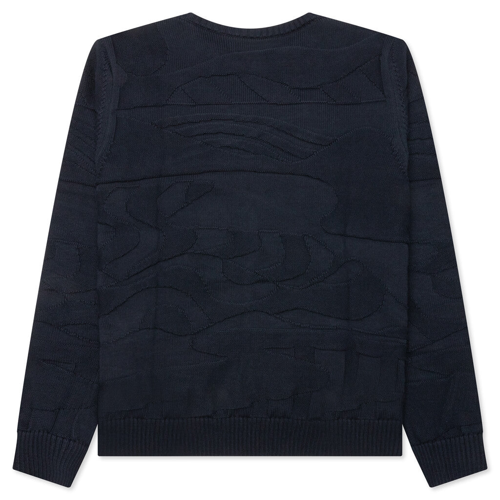 Landscaped Knitted Pullover - Navy Blue, , large image number null