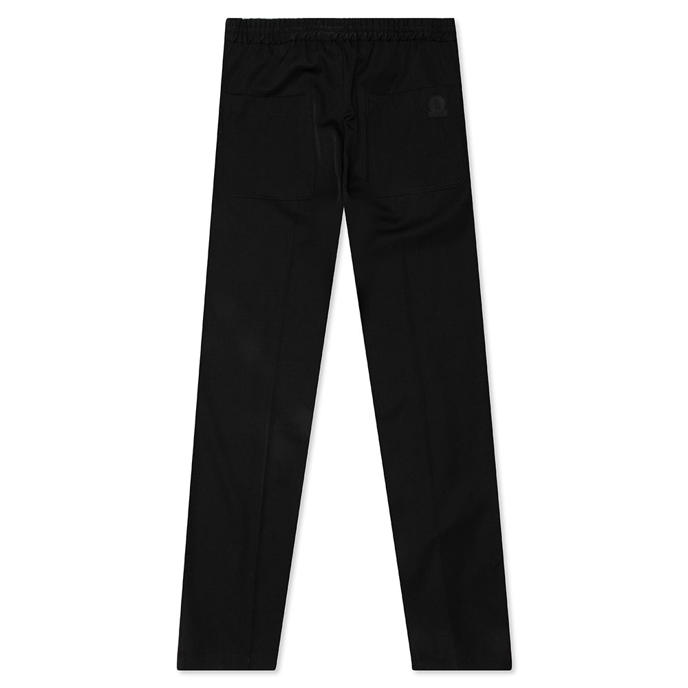 Straight Fluid Pants w/ Drawstrings - Black