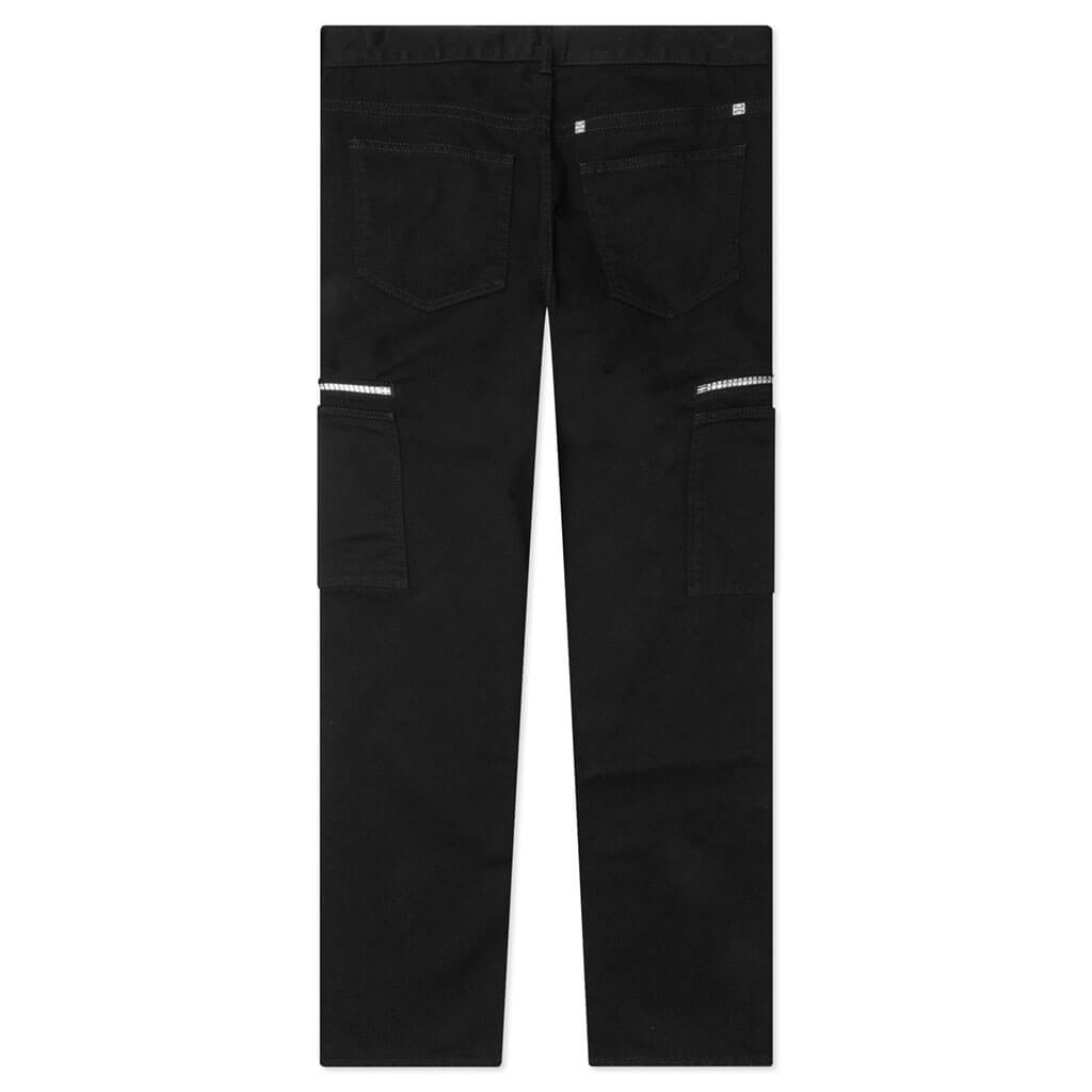 Loose Fit Pant w/ Cargo Pocket and Zip - Black, , large image number null