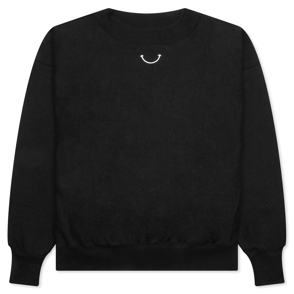 Mock Neck Smile Sweatshirt - Black, , large image number null