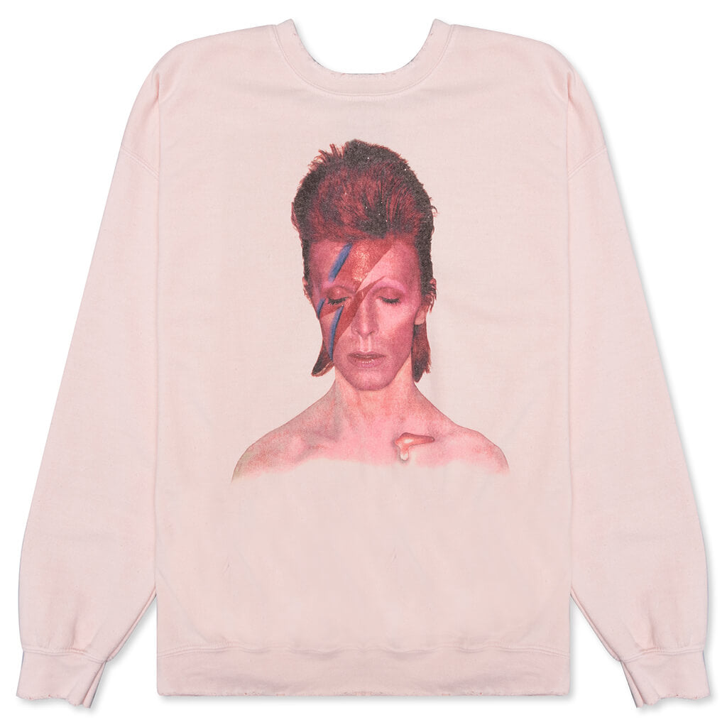 David Bowie Ziggy Crew Fleece - Pink Pigment