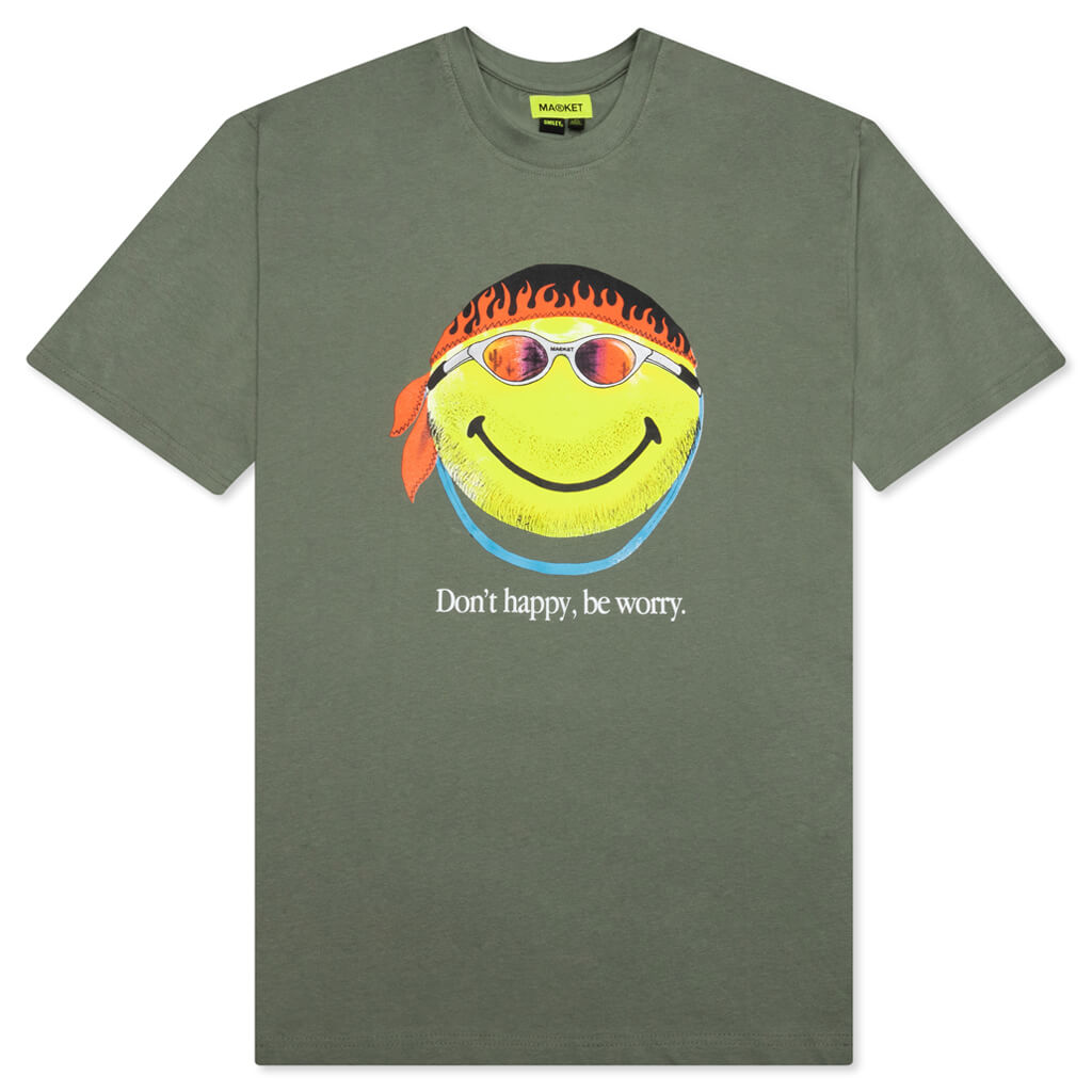 Smiley Don't Happy, Be Worry Tee - Green