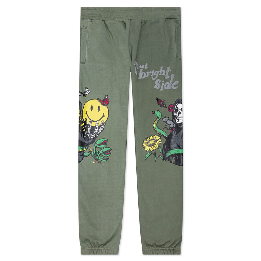 Smiley Look At The Bright Side Sweatpants - Sade Green