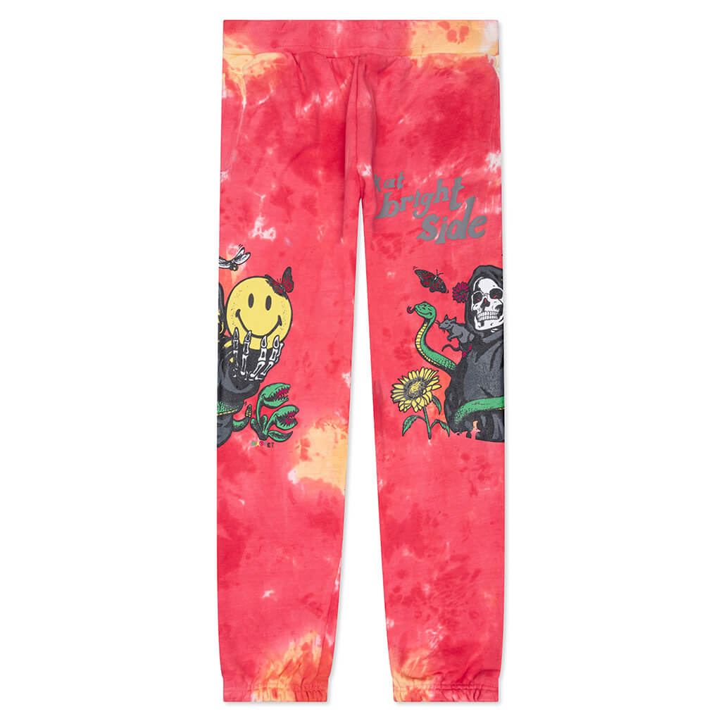 Smiley Look At The Bright Side Tie-Dye Sweatpants - Pink