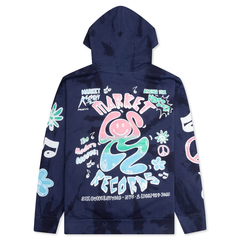 Smiley Records Angel Sigh Hoodie - Navy Tie-Dye