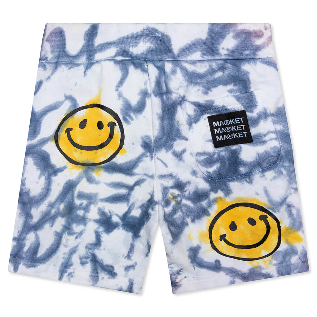 Smiley Sun Dye Sweatshorts - Yellow/Blue