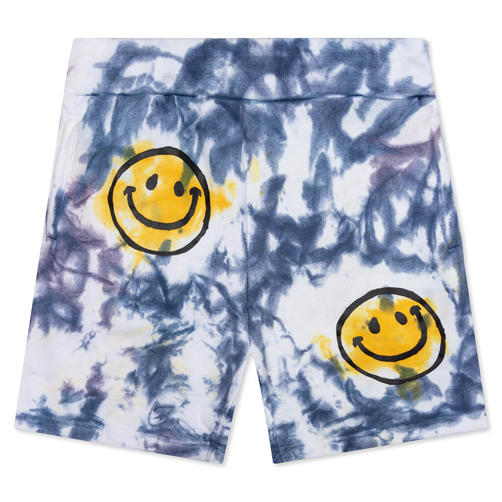 Smiley Sun Dye Sweatshorts - Yellow/Blue