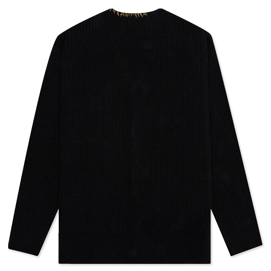 Black Wool Cardigan - Black