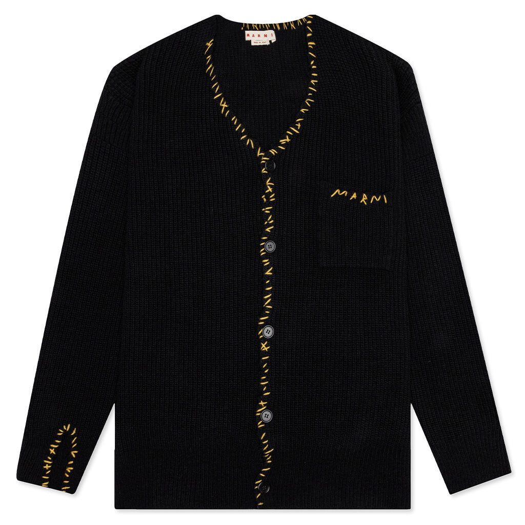 Black Wool Cardigan - Black, , large image number null