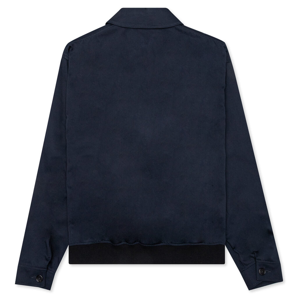 Cotton Gabardine Bomber Jacket - Blue/Black