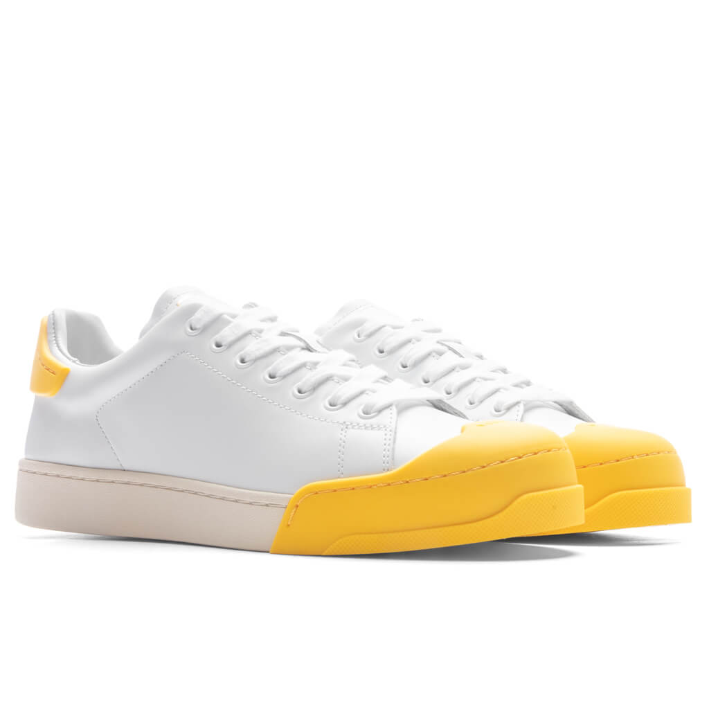 Leather Sneakers - Lily White/Yellow