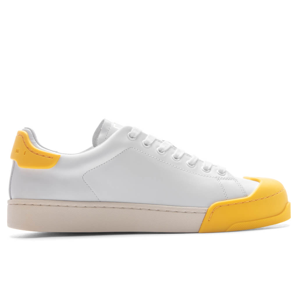 Leather Sneakers - Lily White/Yellow