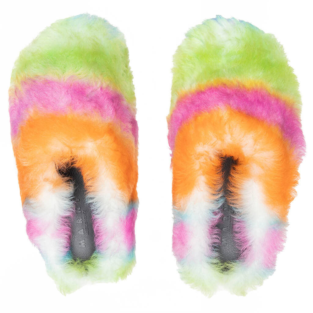 Striped Shearling Fussbett Sabot - Multicolored