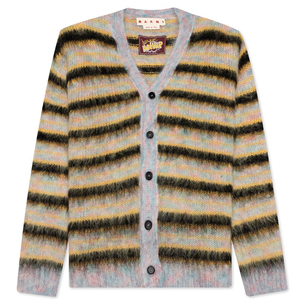 V-Neck Mohair Stripe Cardigan - Multi