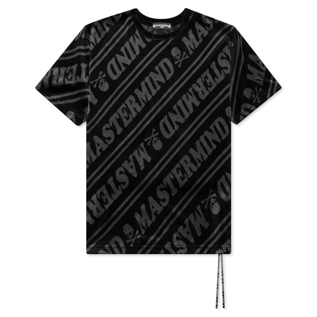 Velour Diagonal T-Shirt - Black x Charcoal