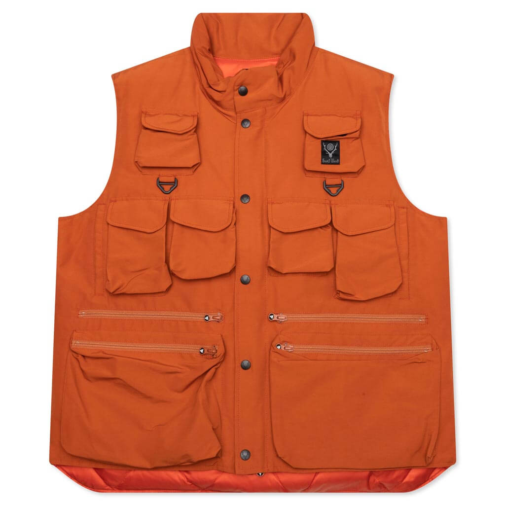 Multi-Pocket Zipped Down Vest - Orange, , large image number null