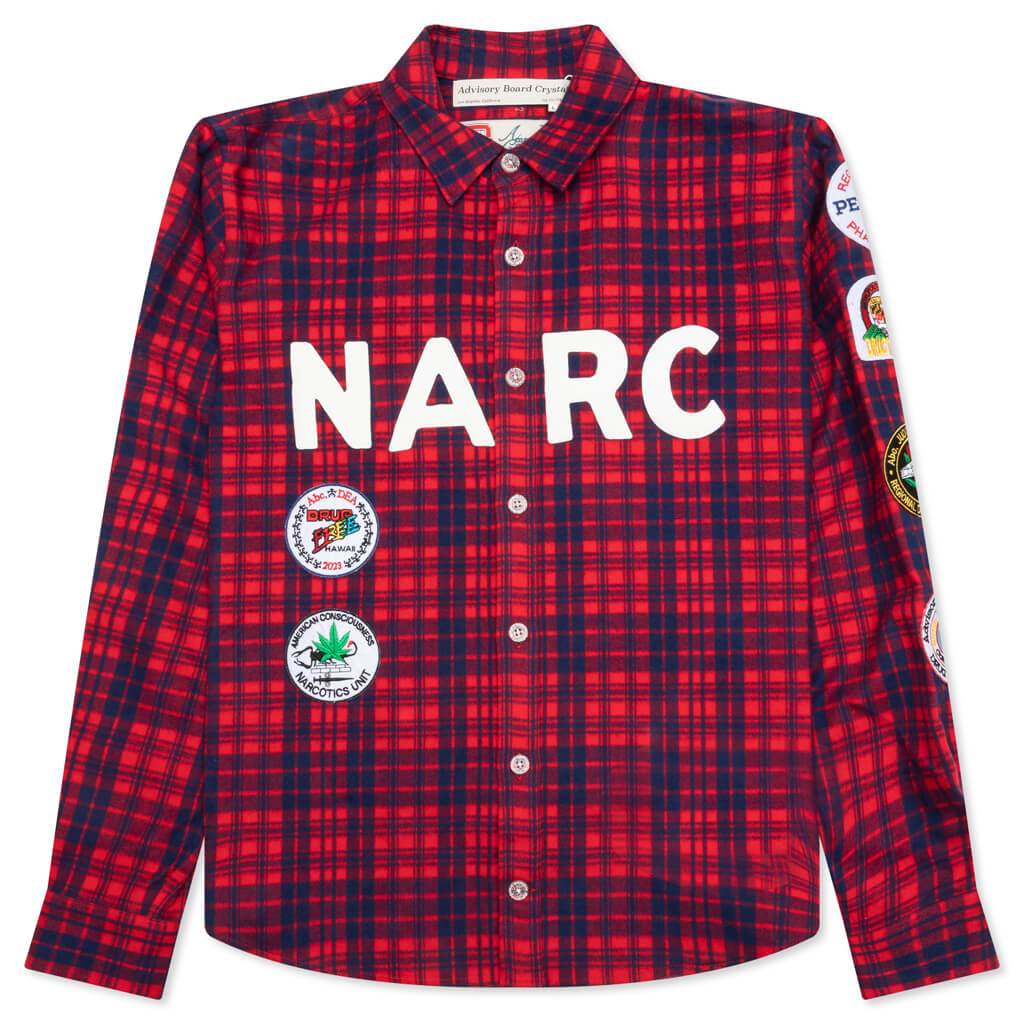NARC Flannel Shirt - Red Plaid, , large image number null