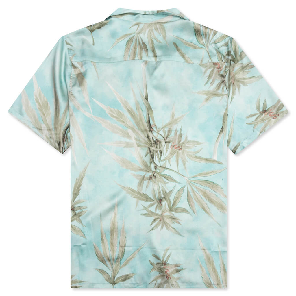 Hemp Leaves Silk S/S Button Down - Hemp Print