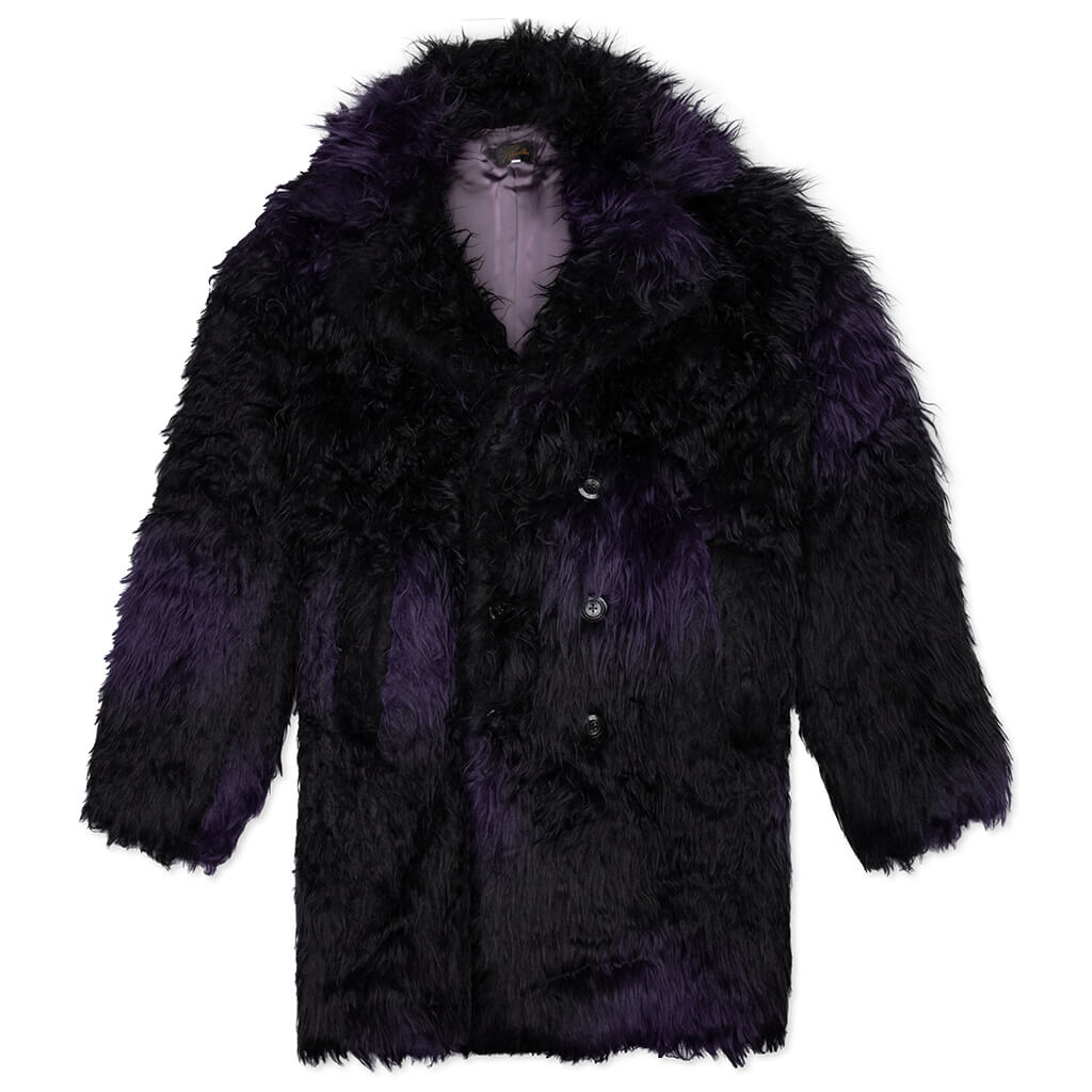 Pea Coat Acrylic Fur/Blurred Dot - Black
