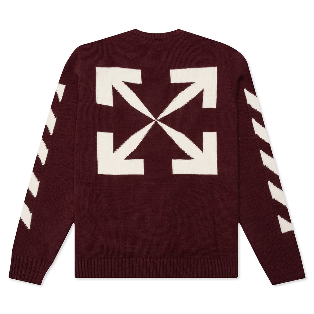 Diag Arrow Knit Crewneck - Barolo White