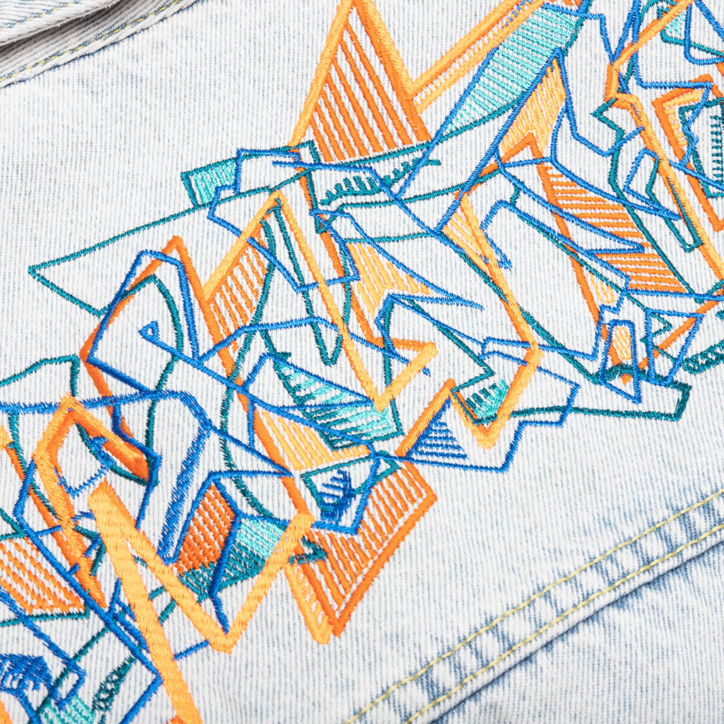 Graffiti EMB Denim Skate Jacket - Extreme Blue, , large image number null