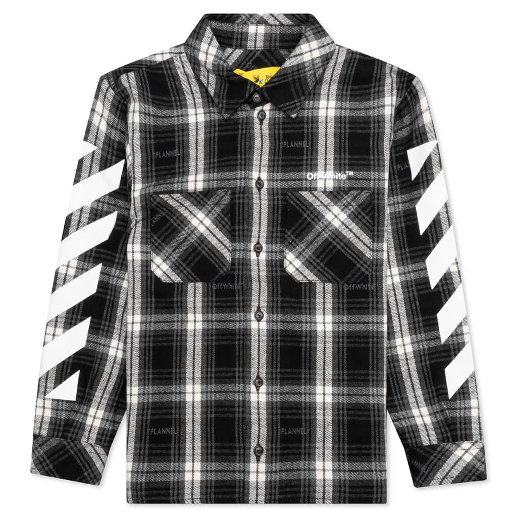Girls Helvetica Diag Check Flannel - Black/White, , large image number null