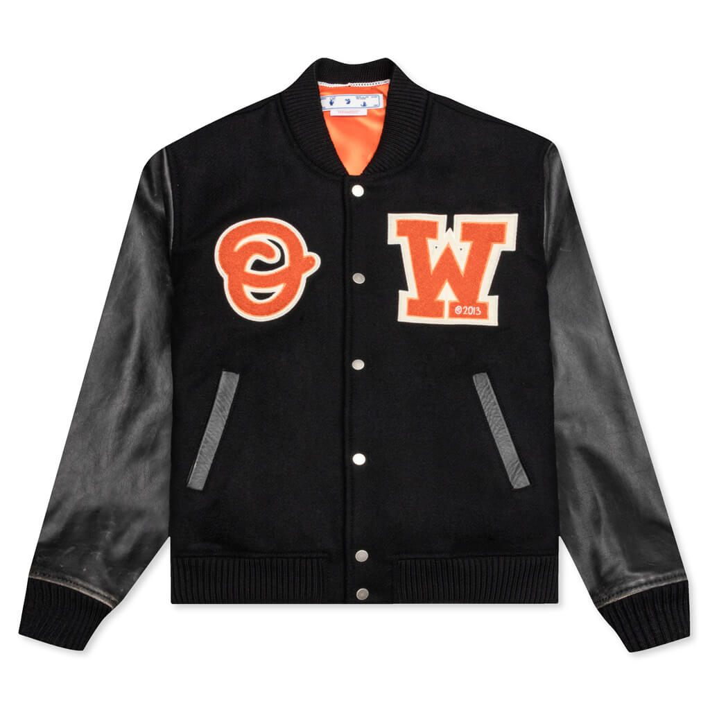 OW Patch Leather Sleeve Varsity - Black/Orange